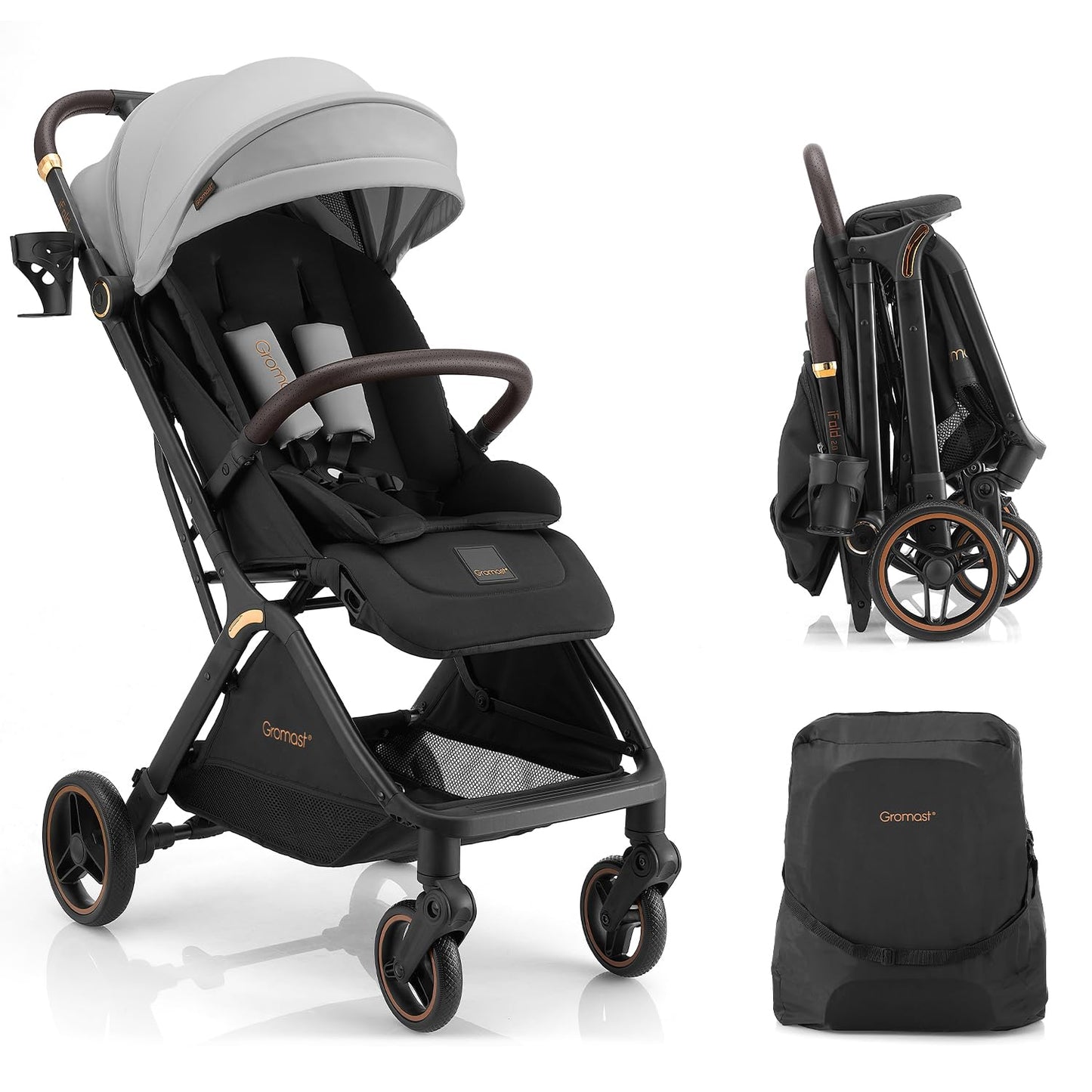 Gromast Gravity - Cochecito de bebé plegable \u2013 Cochecito portá...