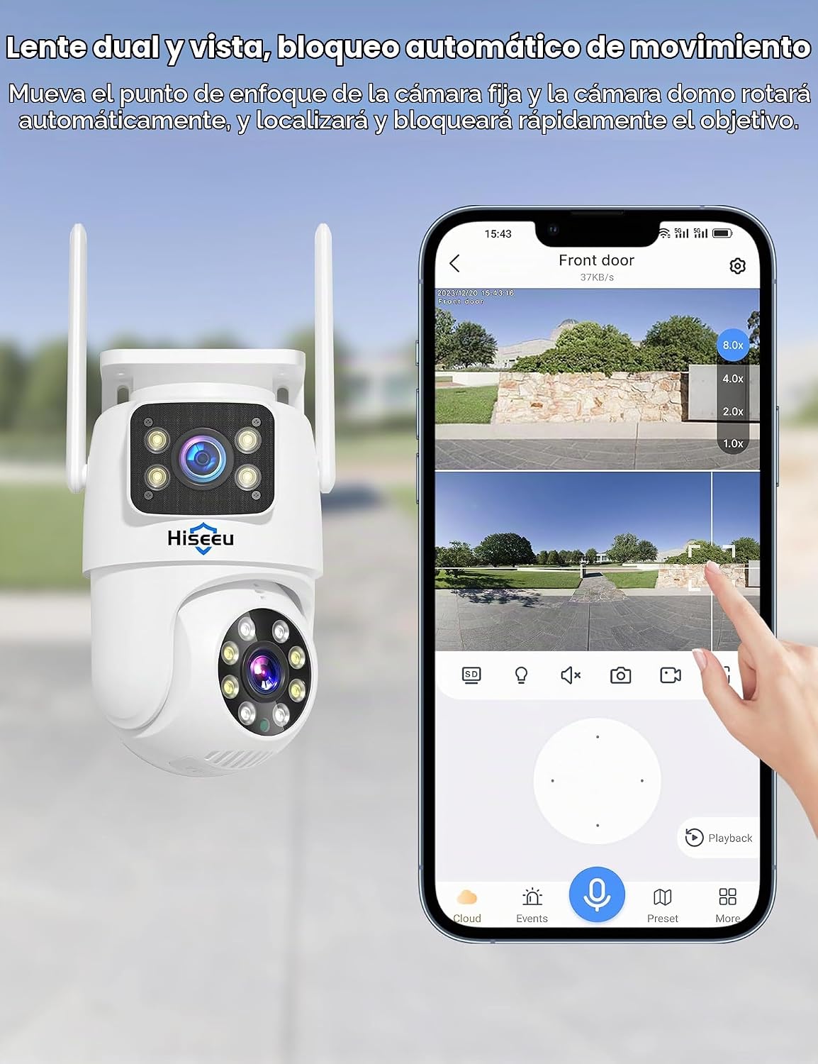 Hiseeu - Cámara de seguridad inalámbrica, WiFi 5G\/2.4G, vista de l...