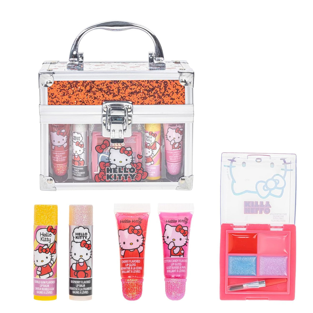 Hello Kitty Mini Train Case Beauty Set con maquillaje lavable, a pa...