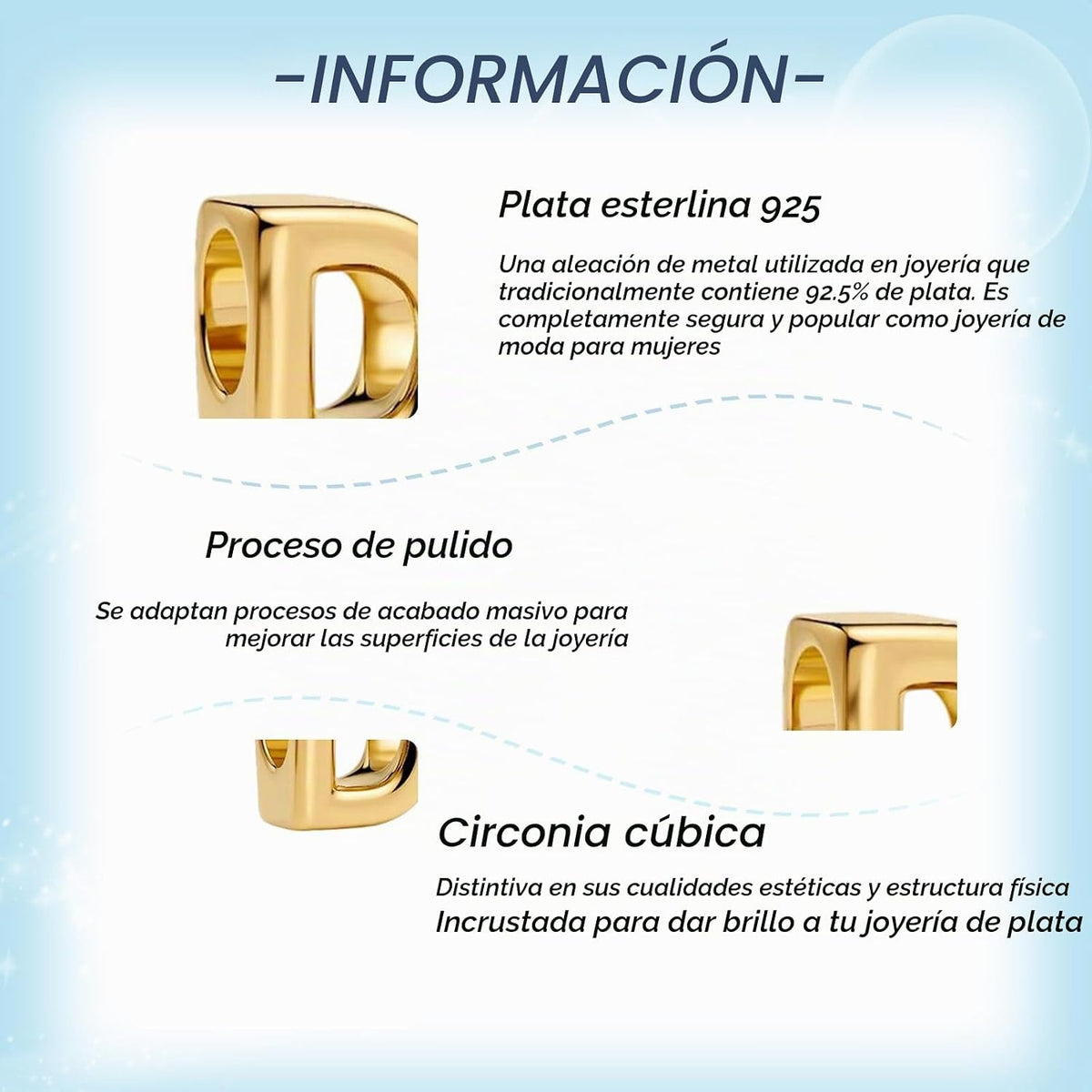 YUMINN Dijes dorados de la A a la Z para pulseras de plata esterlin...