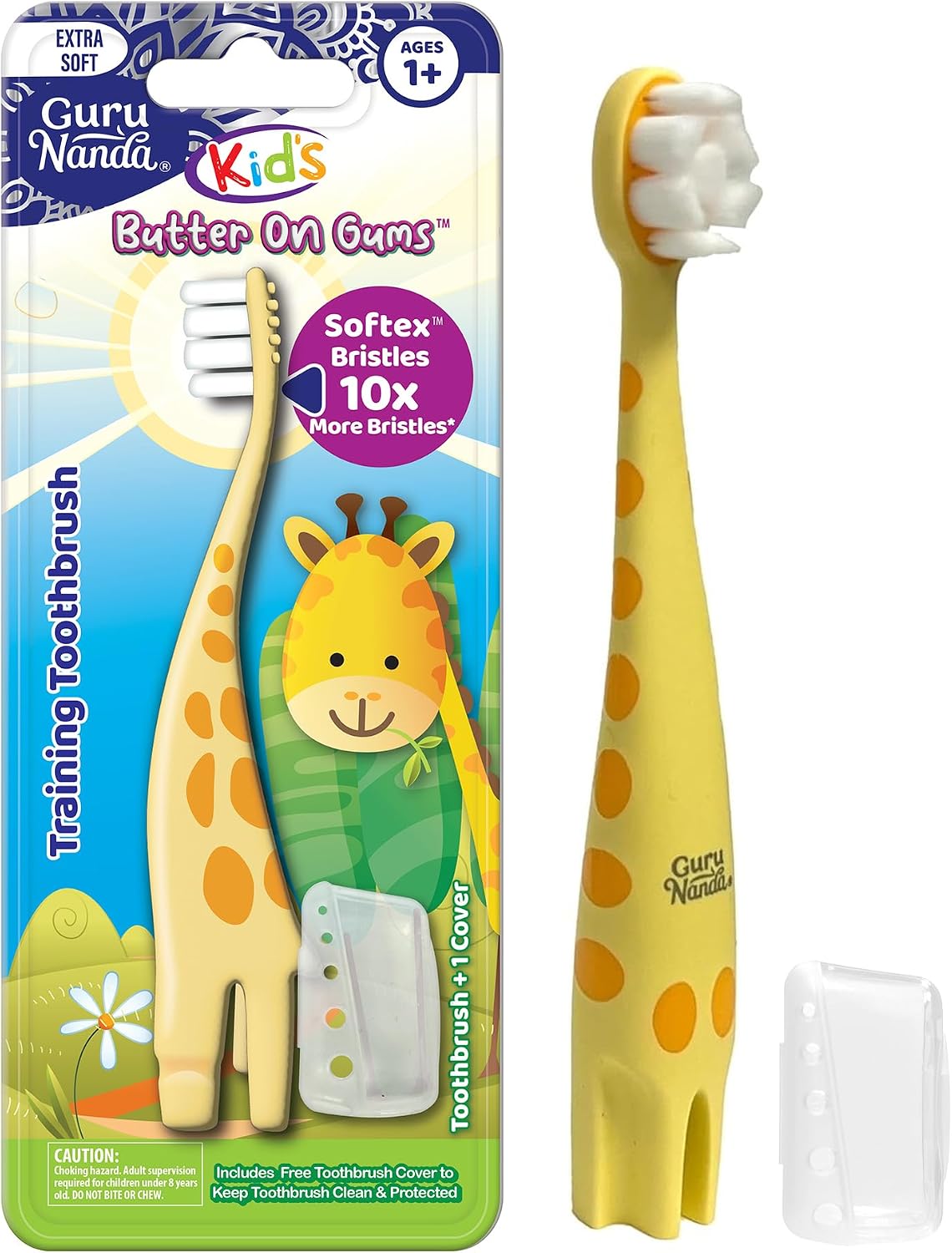 GuruNanda Cepillo de dientes para niños con linda jirafa en las enc...