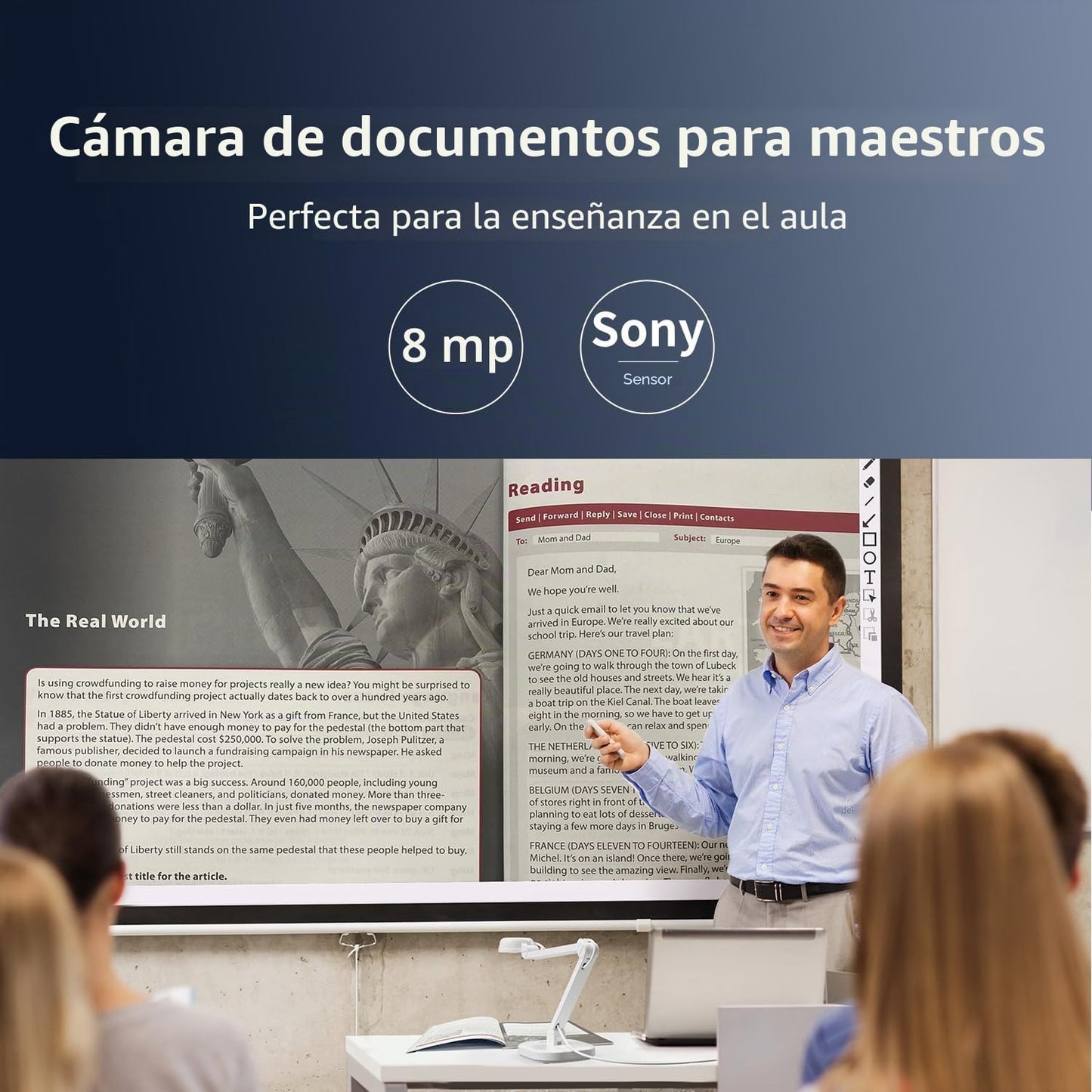 Cámara de documentos USB INSWAN INS-1 \u2014 8MP Ultra HD, enfoque...