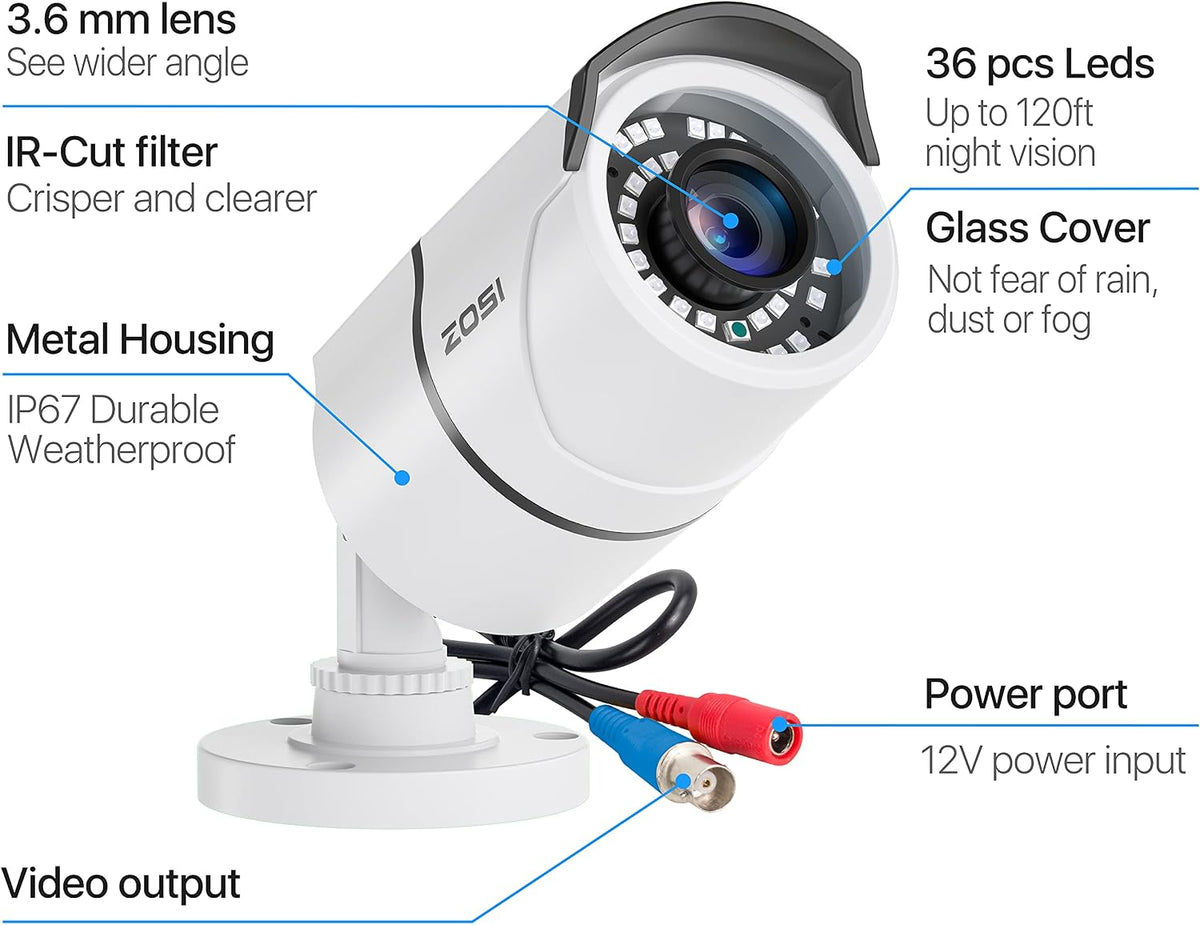 ZOSI - 4 Pack 2MP 1080p HD-TVI Cámara de seguridad para el hogar, p...