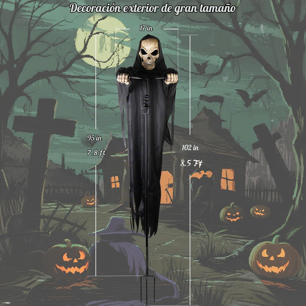 LarpGears Decoraciones de esqueleto de Halloween para exteriores, 7...
