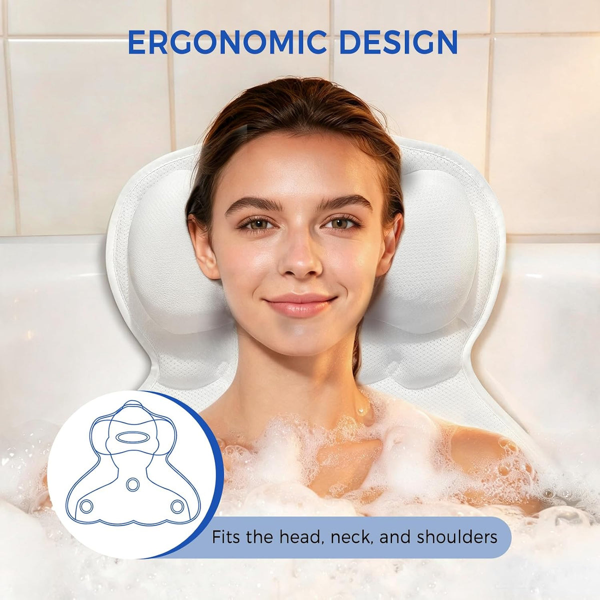 SetSail Almohada de bañera ergonómicas relajantes para bañera con 6...