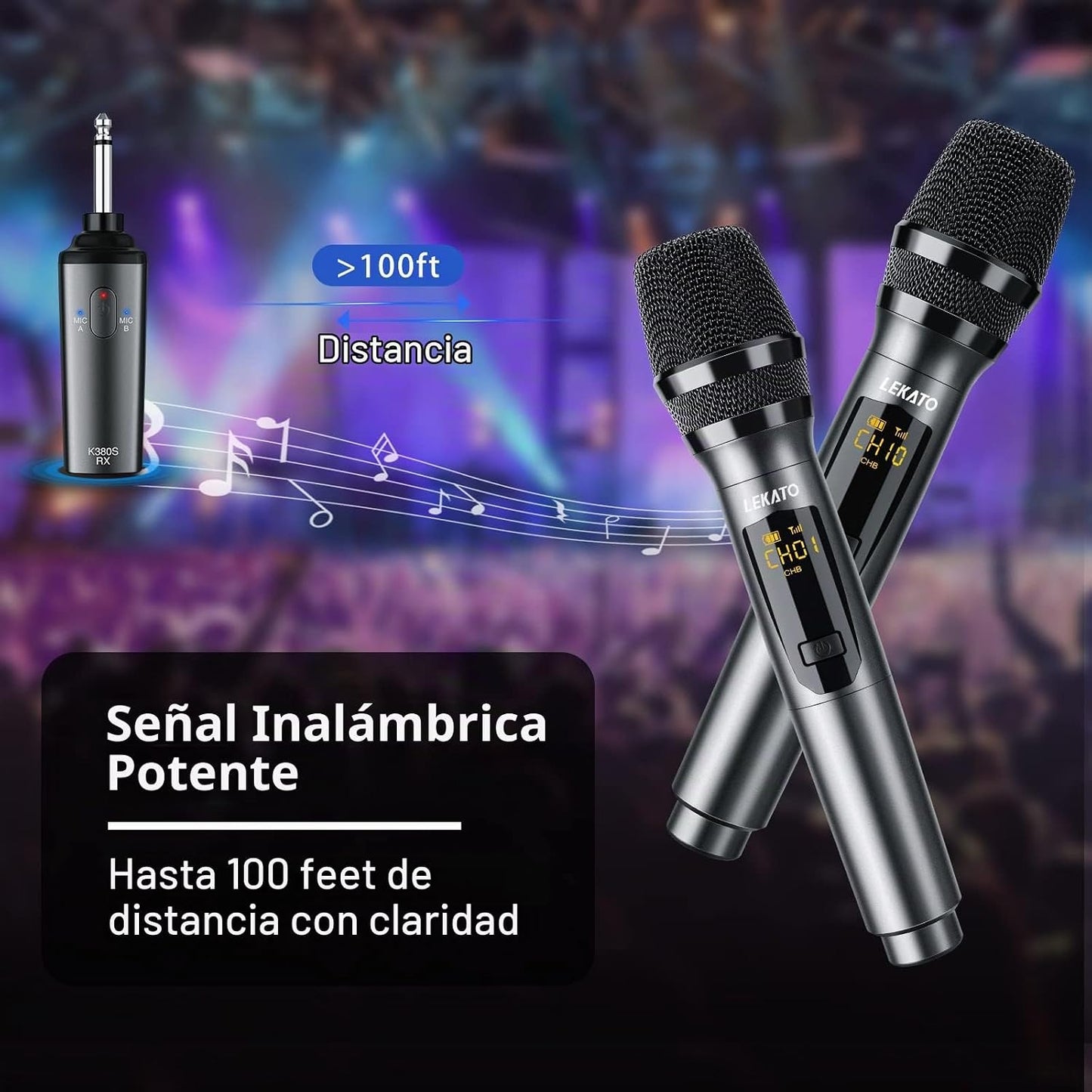 LEKATO Micrófono Inalámbrico Micrófonos Inalámbricos Recargables co...