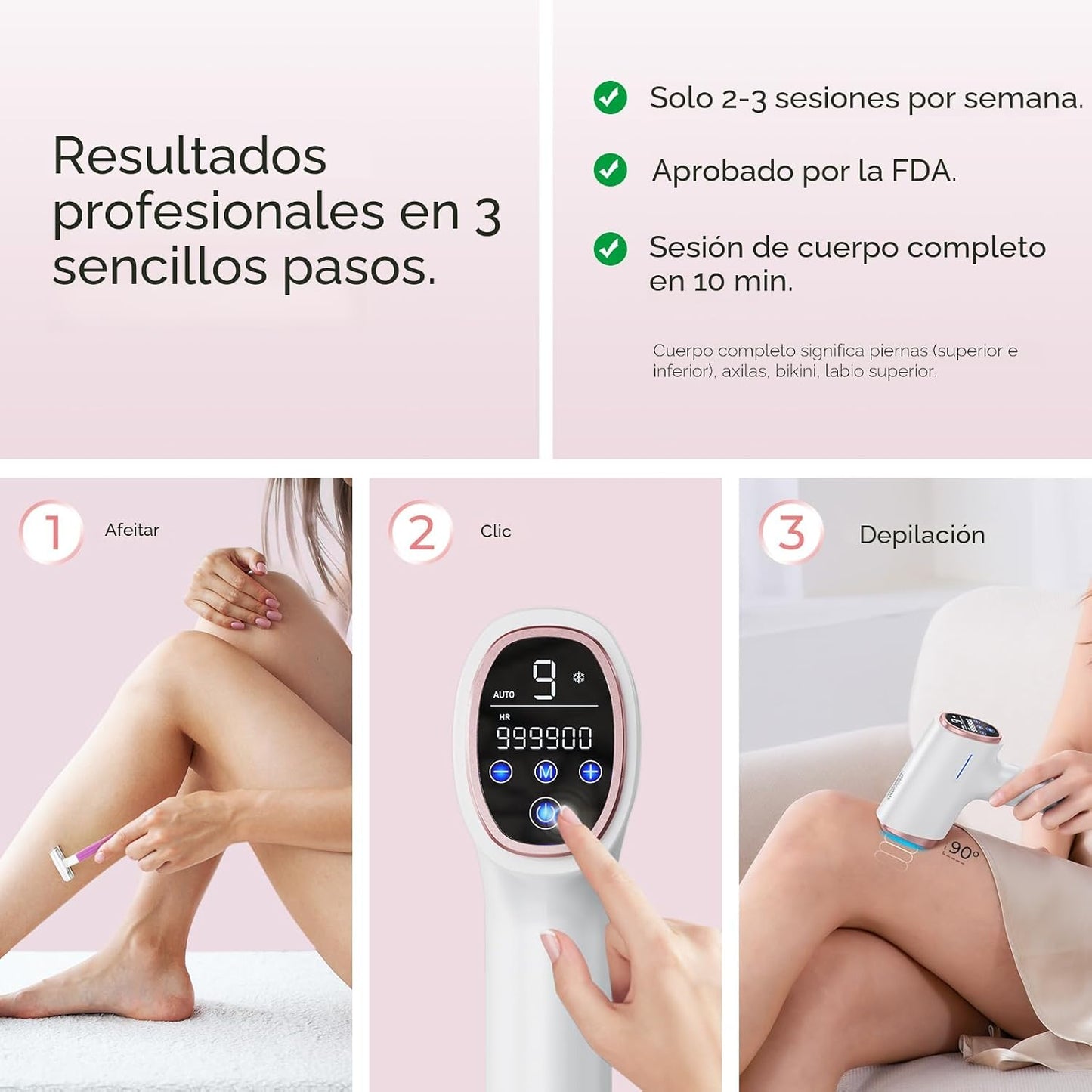 Ubroo Dispositivo de depilación láser IPL, energía 21J, reducción d...