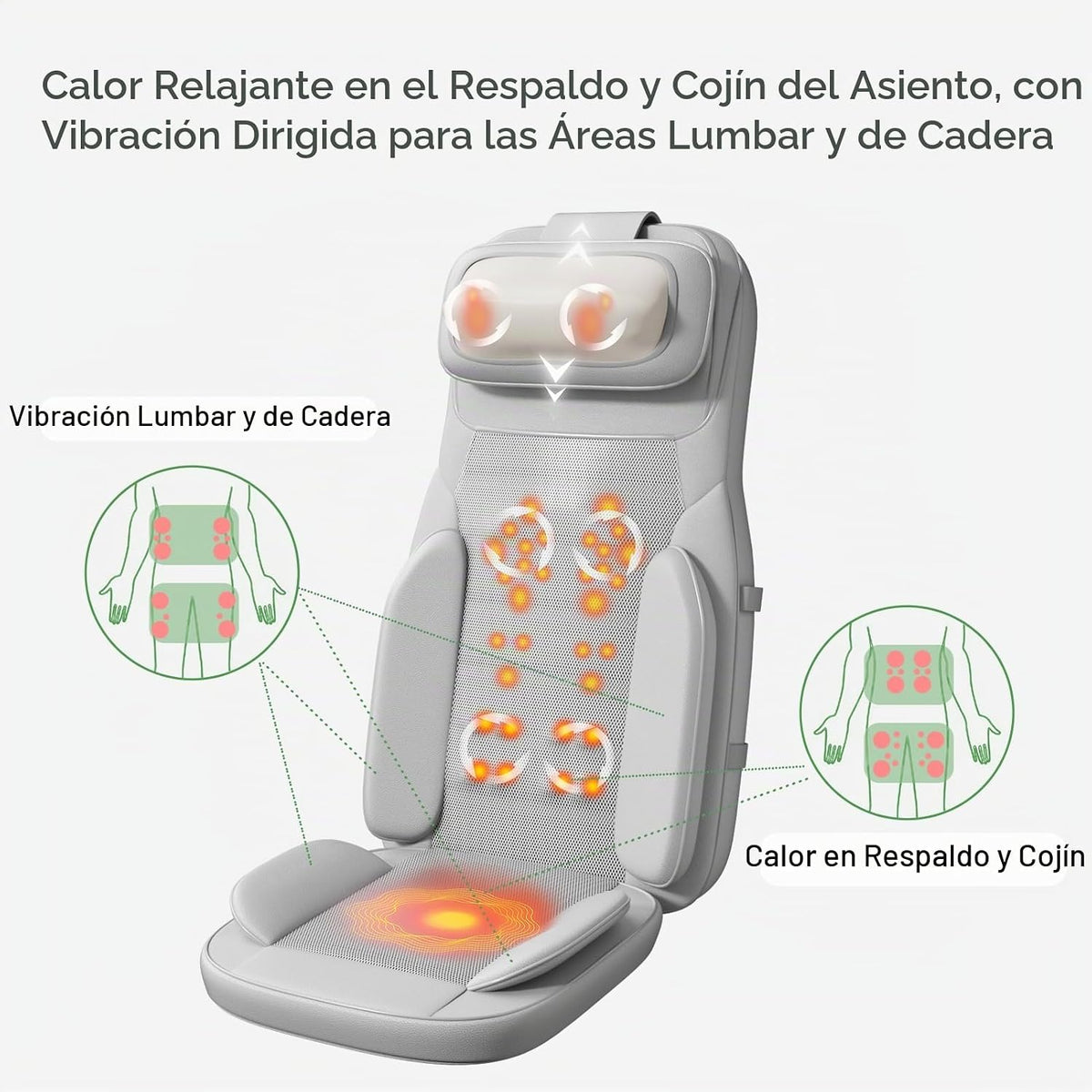 Rainwolf Cojín de Masaje Shiatsu para Cuello y Espalda con Calor -...