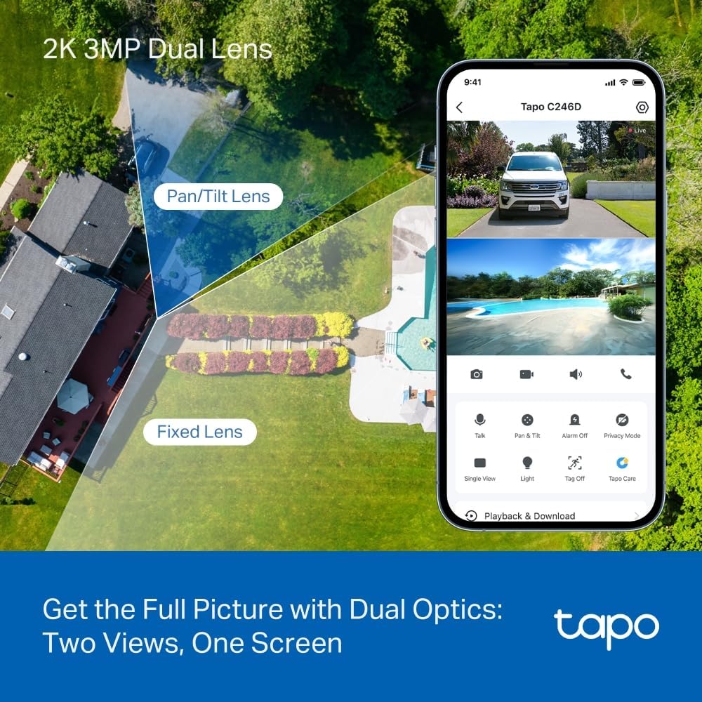 Tapo Cámara de seguridad de 2K 3MP con lente dual para interiores\/...