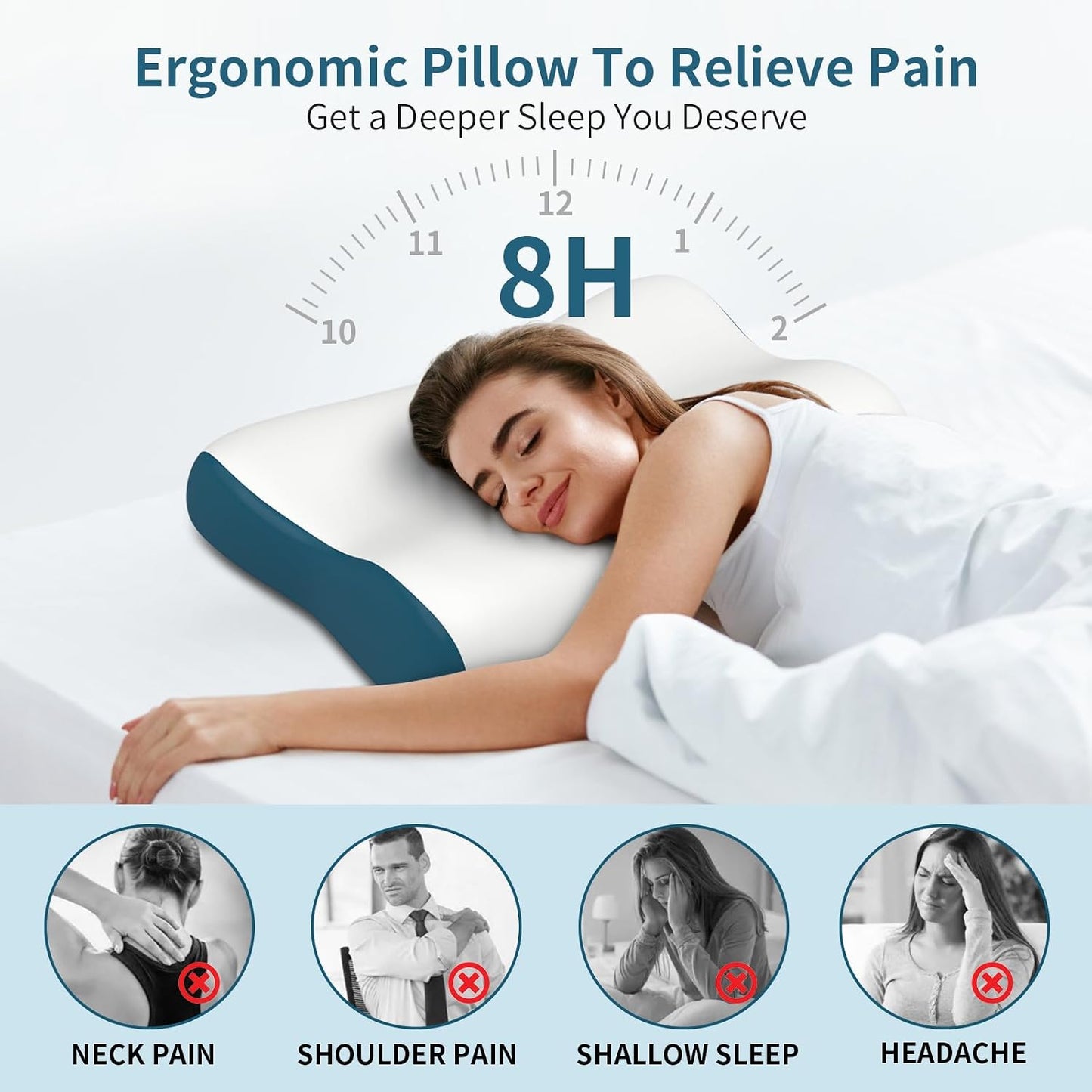 Almohada cervical para el cuello - Almohadas de espuma viscoelástic...