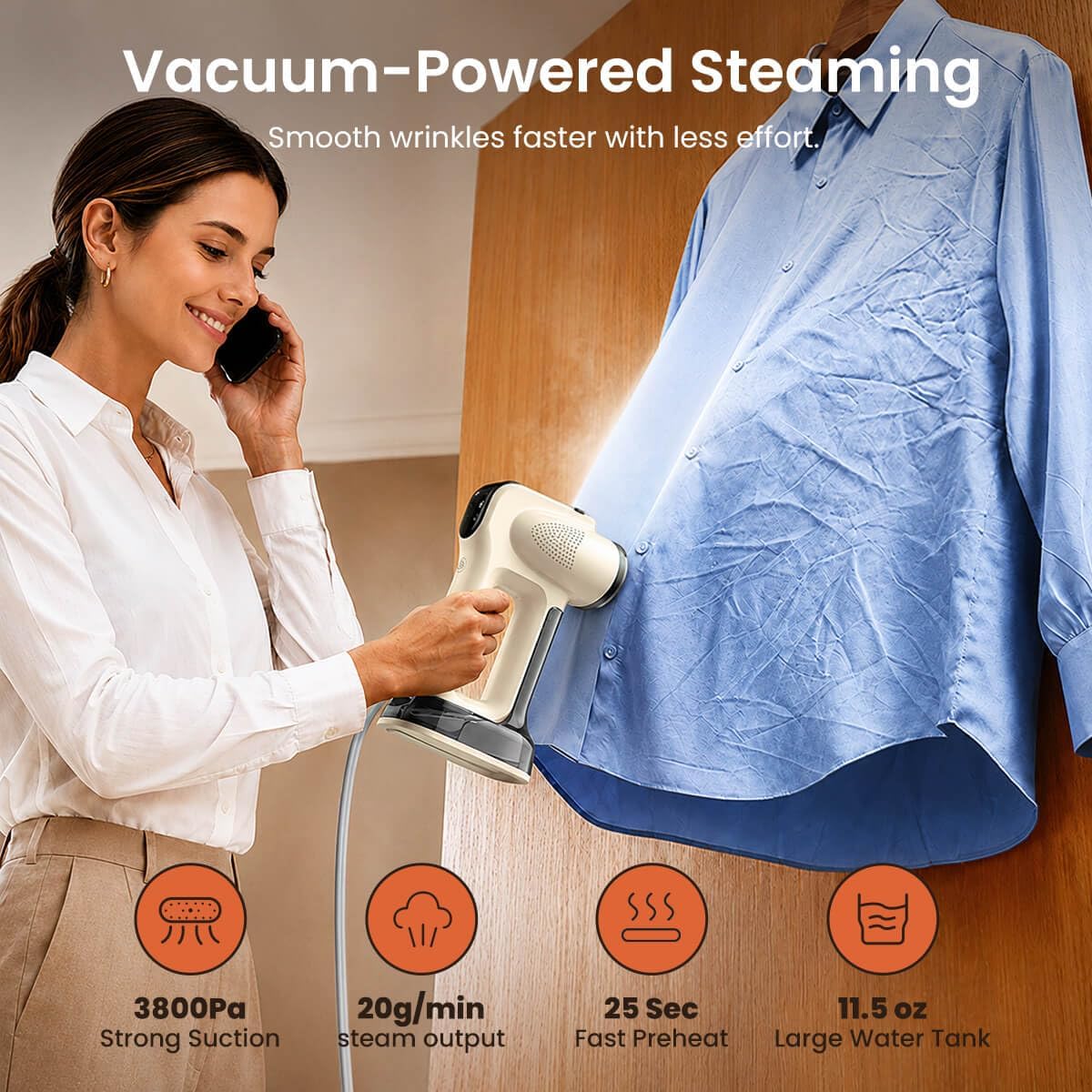 Vaporizador al vacío 86lux para ropa, vaporizador portátil para rop...