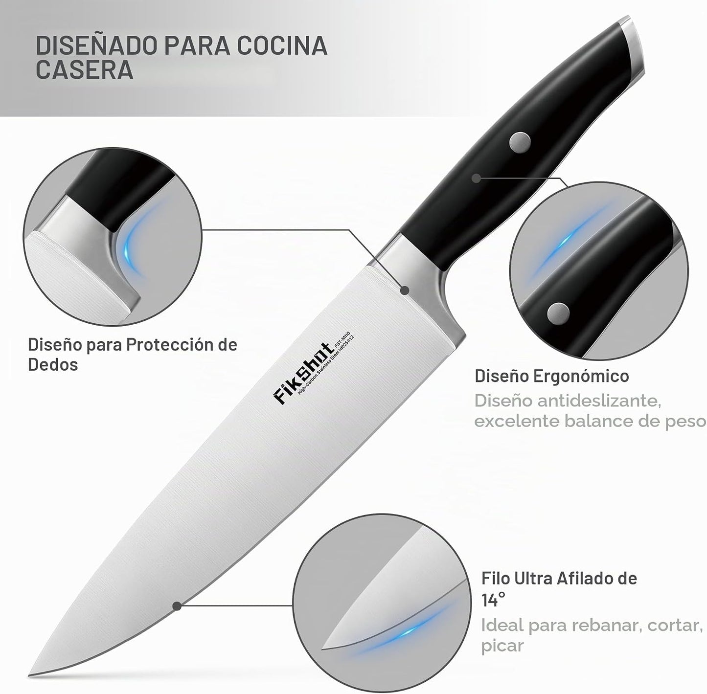 FIKSHOT - Juego de bloques de cuchillos, juego de cuchillos de coci...