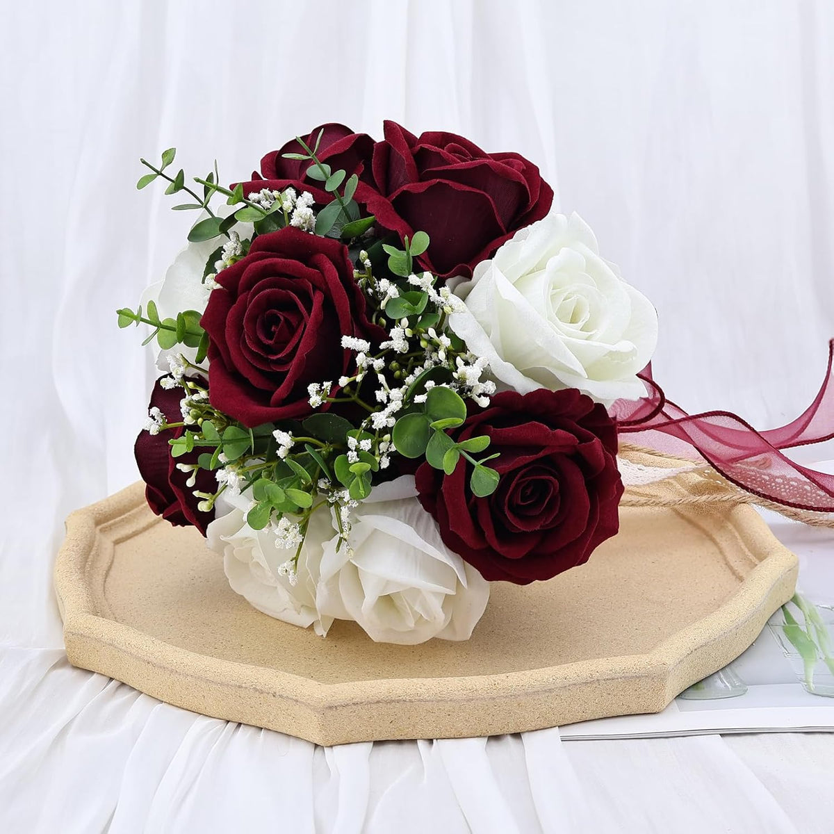 Vkkperp Ramos de boda de 9 pulgadas para novia, dama de honor, rosa...