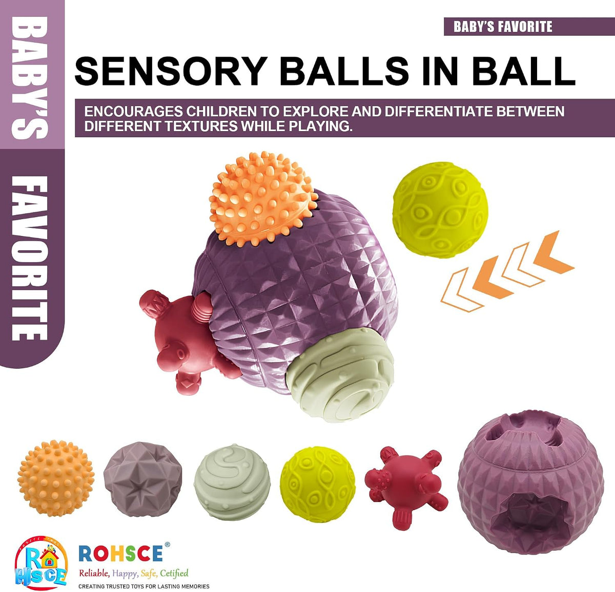 Bolas sensoriales ROHSCE para niños pequeños de 1 a 3 años, juguete...