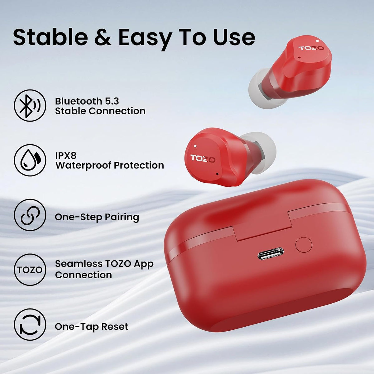 TOZO NC9 Auriculares inalámbricos híbridos con cancelación activa d...
