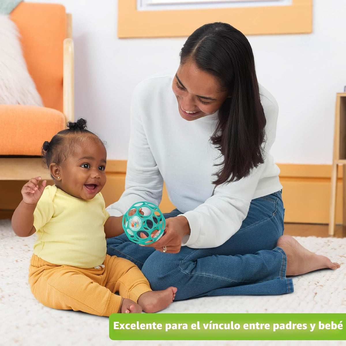 Bright Starts Oball - Sonajero fácil de agarrar sin BPA, juguete in...