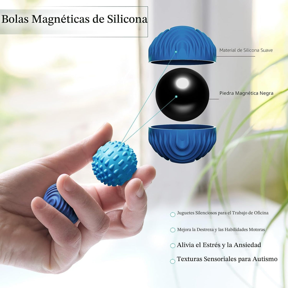 Bolas magnéticas de silicona luckdoor, juguetes antiestrés para adu...