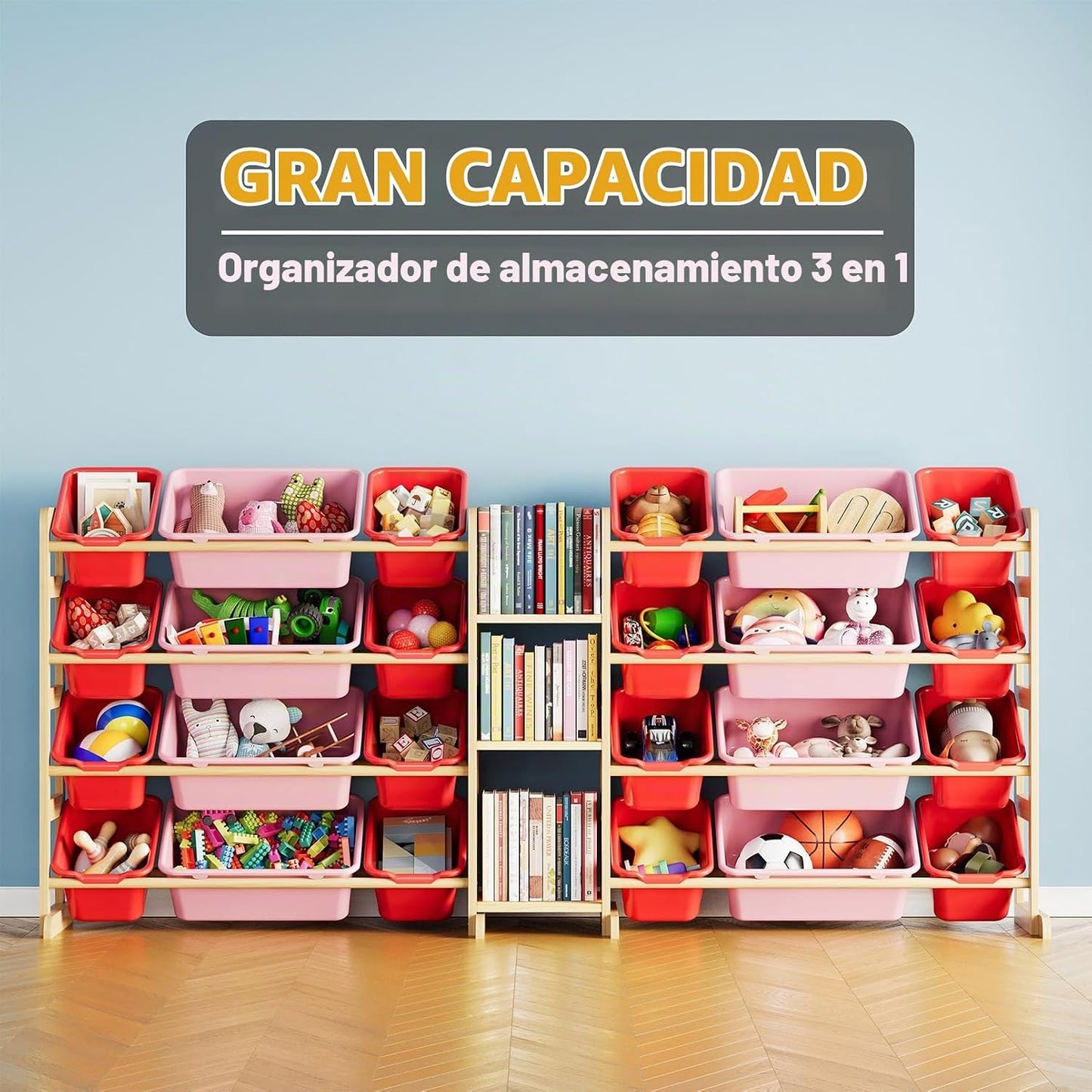 SpaceAid Organizador grande de almacenamiento de juguetes con 24 co...