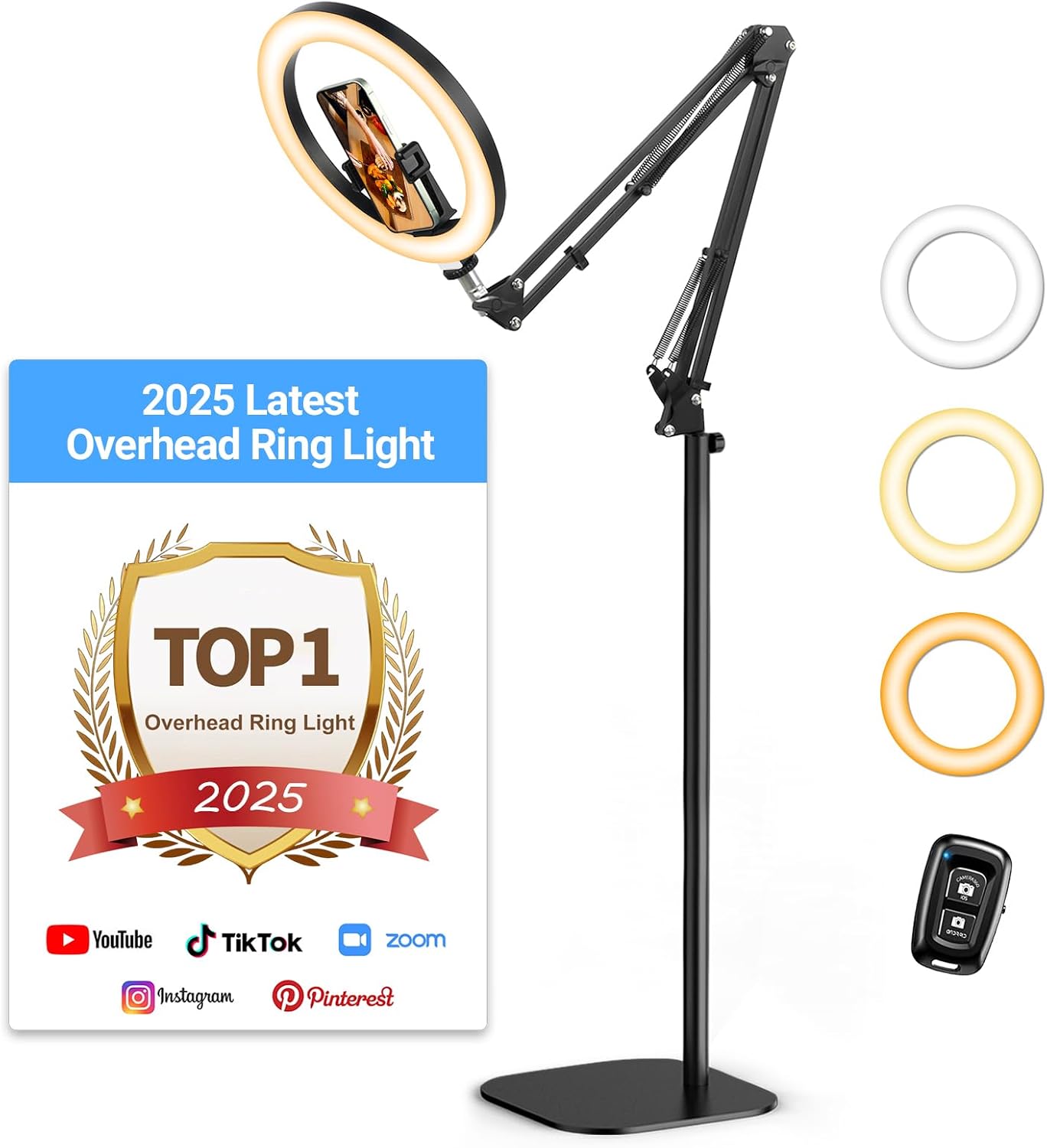 Último anillo de luz con trípode para iPhone, soporte de cámara de...
