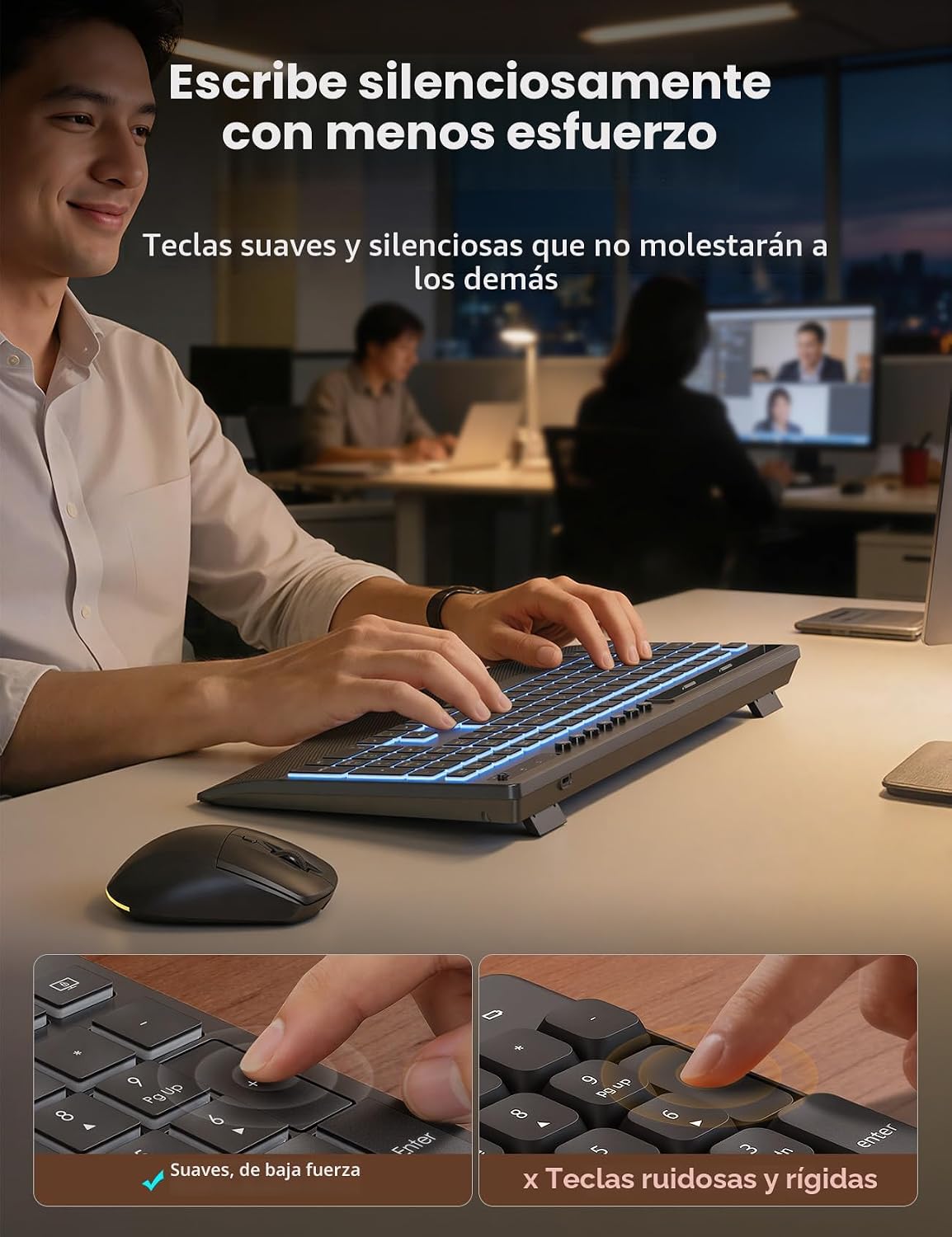 Trueque Combo de teclado y mouse inalámbricos, batería de 4000 mAh...