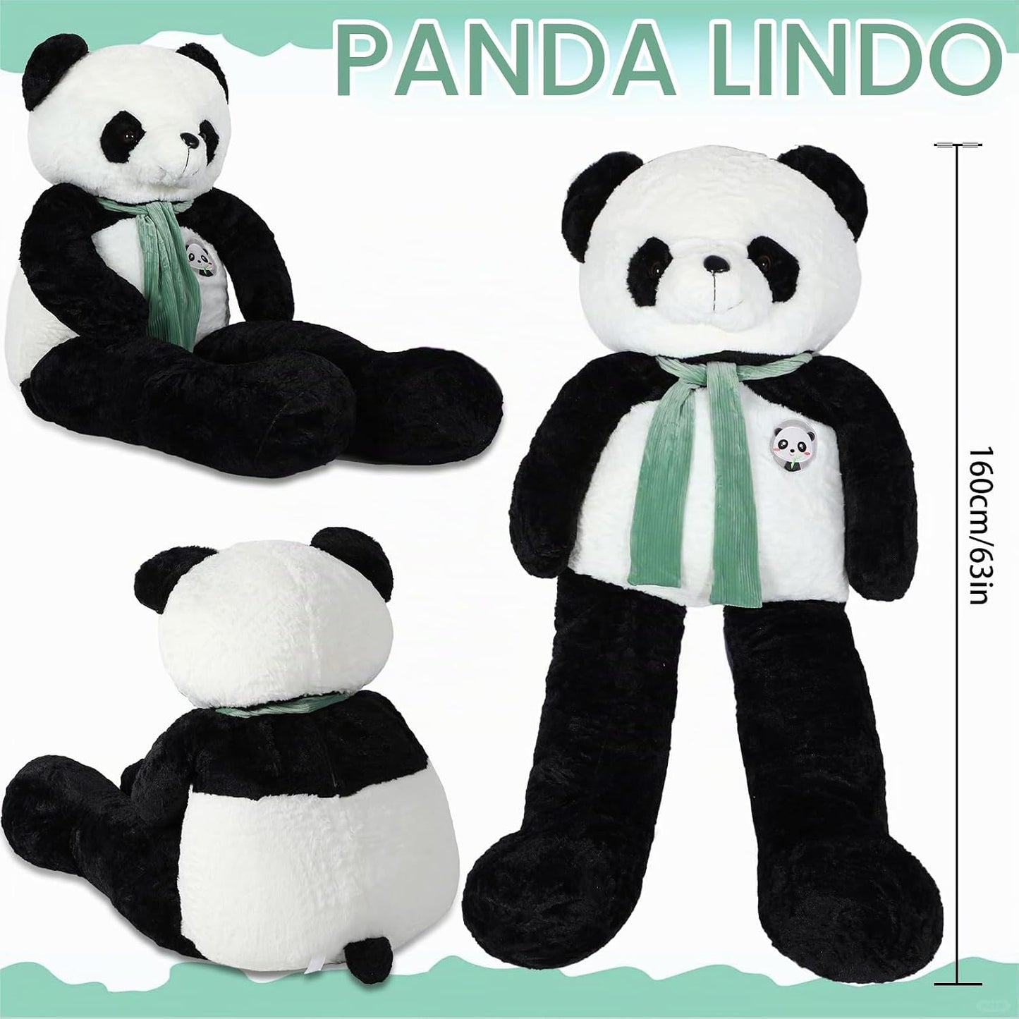 RoundFunny Oso de panda gigante de 63 pulgadas de alto, animal de p...