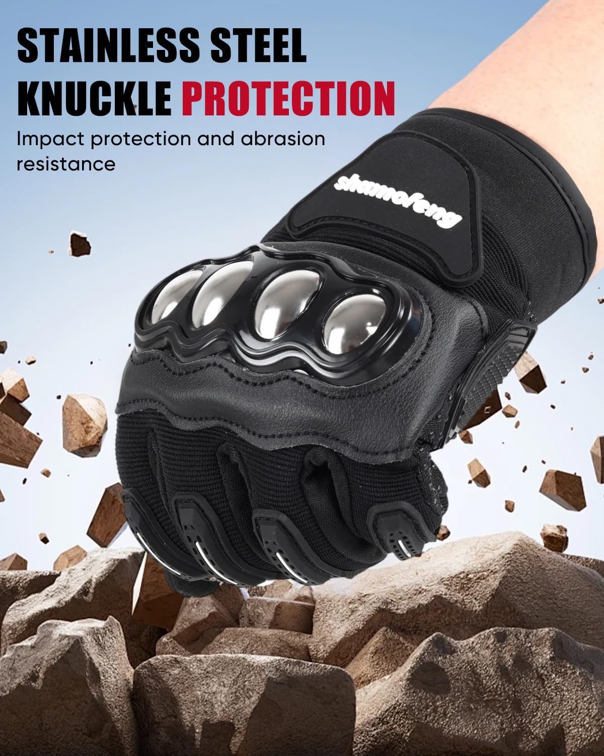 shamofeng Guantes de motocicleta con nudillos de acero aleado, para...