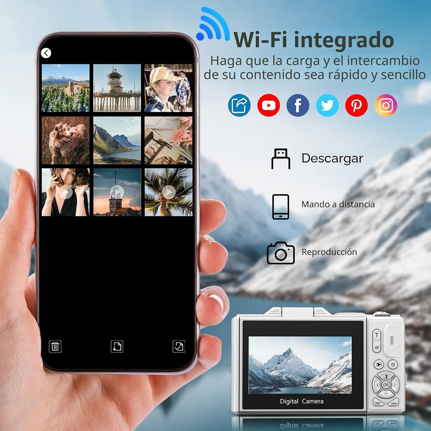 Cámara Digital 4K para Fotografía, Cámara de Vlogging de 64MP para...