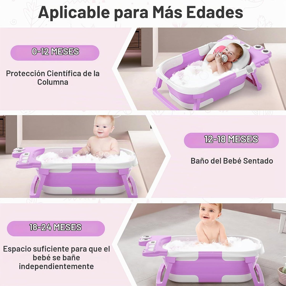 Bañera plegable para bebé recién nacido, bañera plegable para bebé...