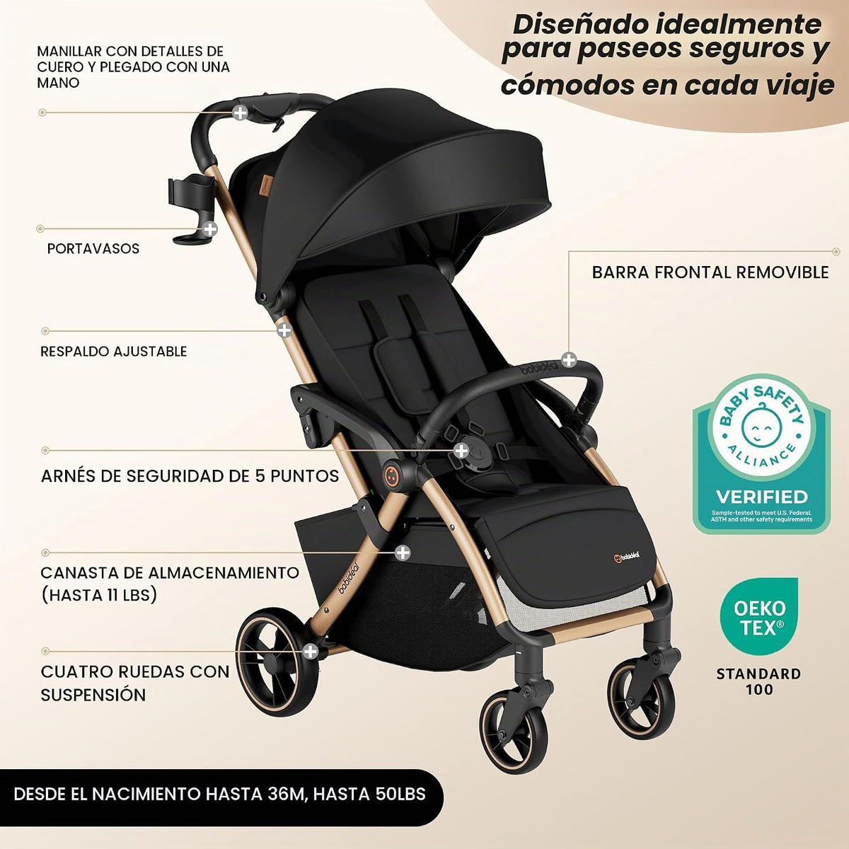 Babideal Cochecito de viaje ligero para avión \u2013 Cochecito de b...