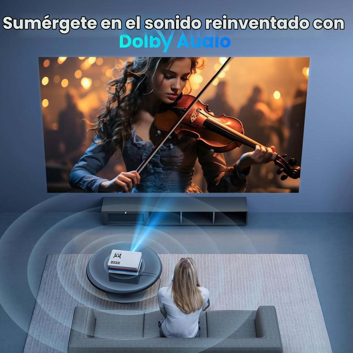 FUDONI Proyector inteligente, compatible con Netflix, soporte 4K, W...