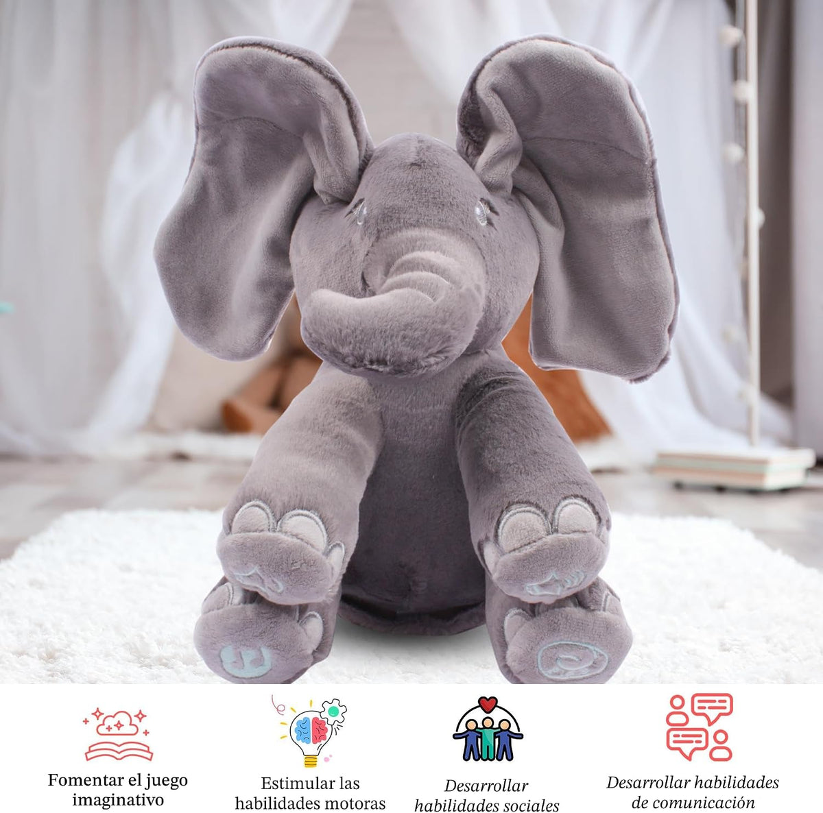 Dimple Emery Peek\u2011a\u2011Boo Elefante de peluche \u2013 Elefan...