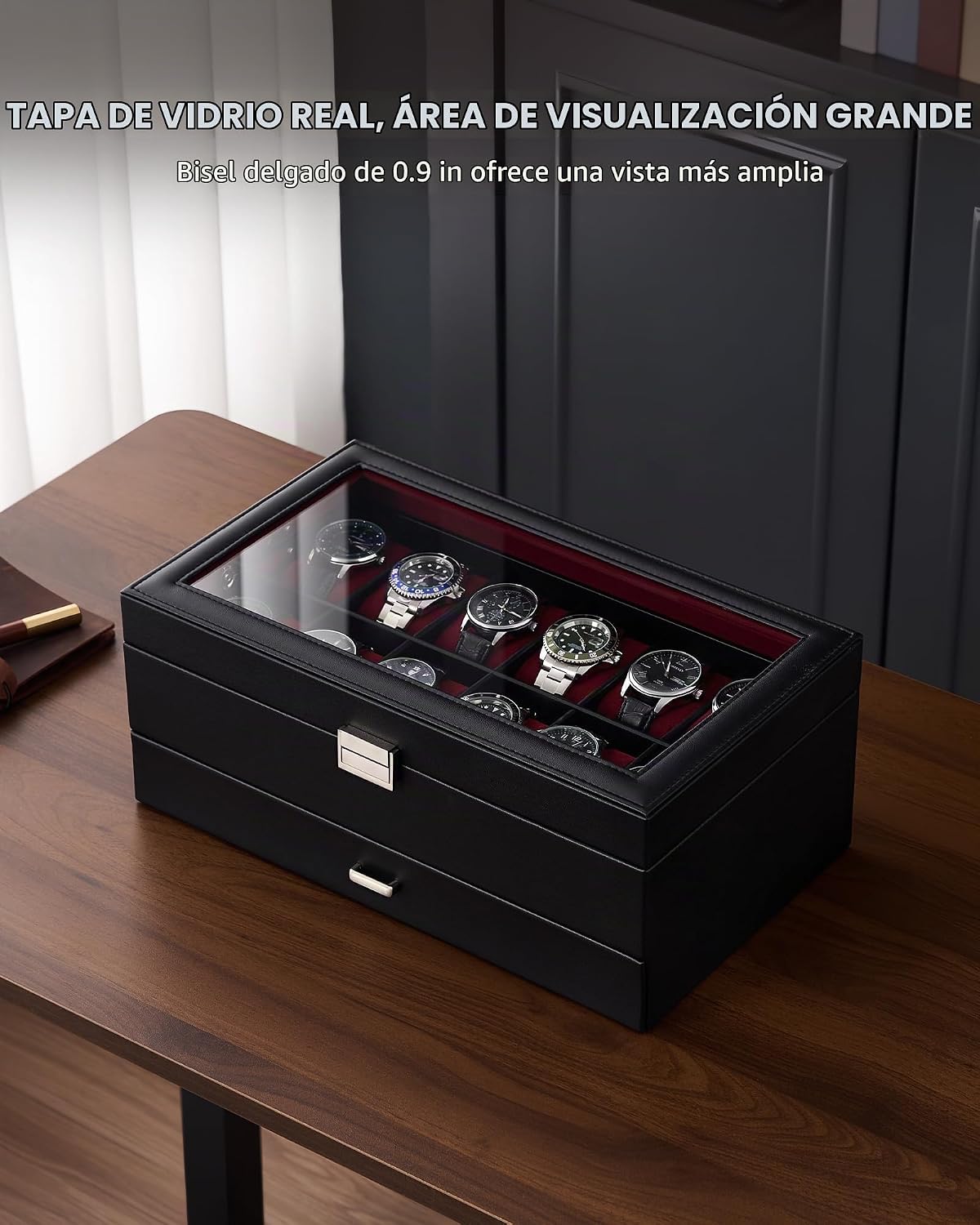 Lolalet Estuche para Reloj para Hombre, Joyero para Hombre con 12 R...