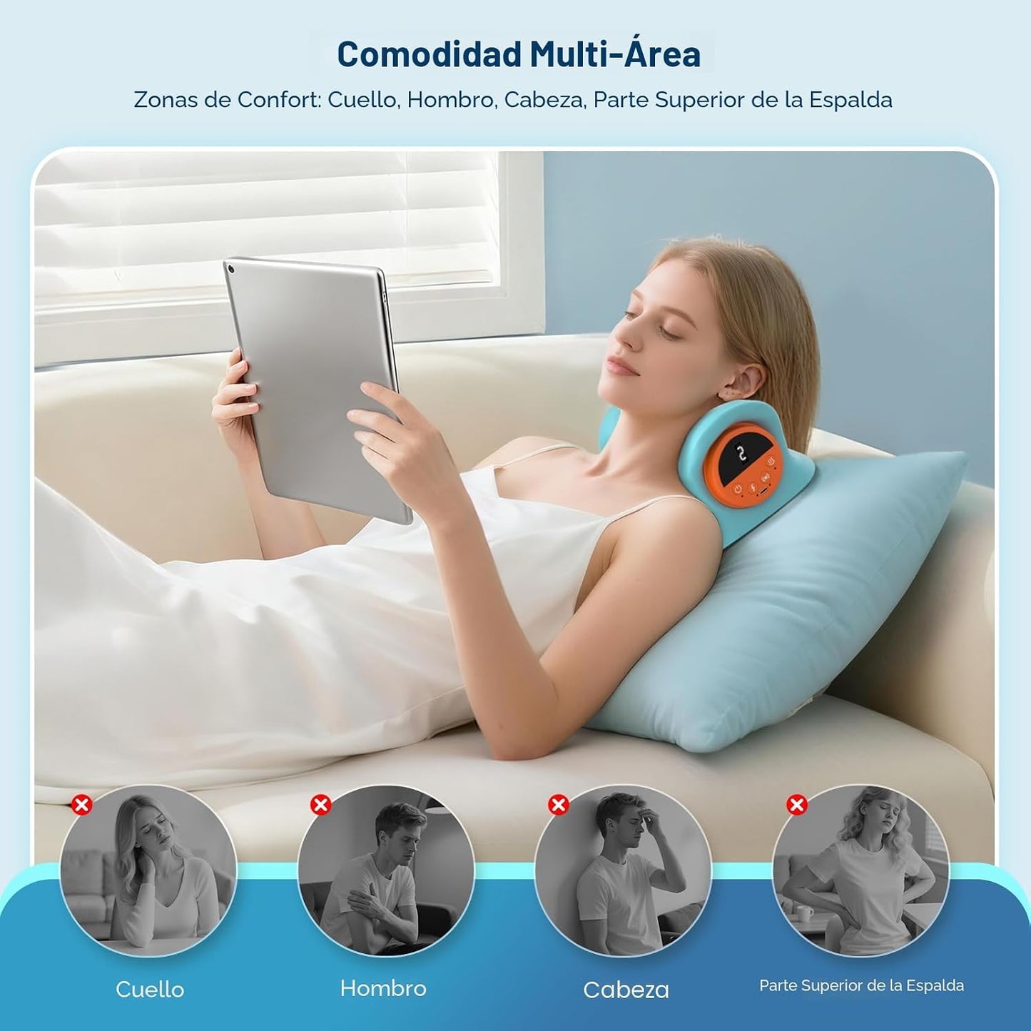 Smedz Masajeador de cuello portátil 2026 con calor, almohada de tra...