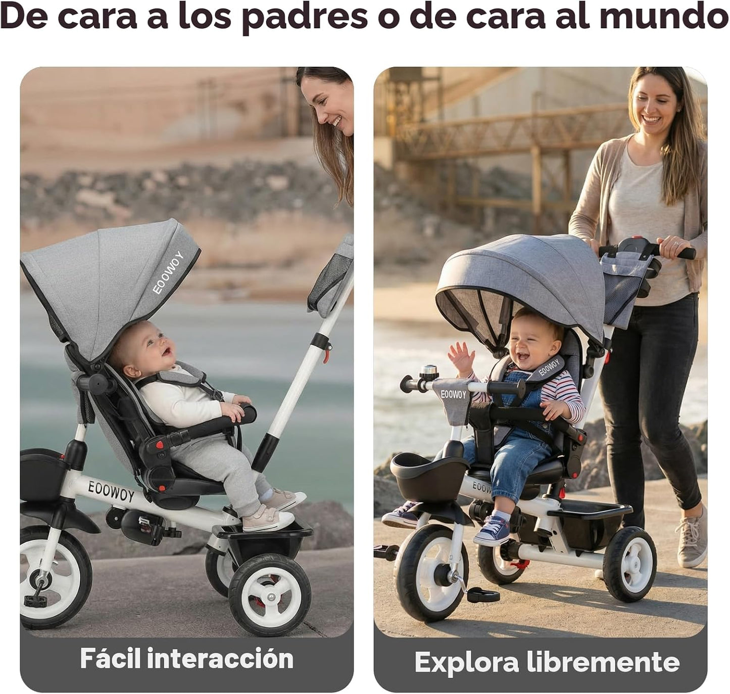 EOOWOY Triciclo para niños pequeños con mango de empuje, triciclo 7...