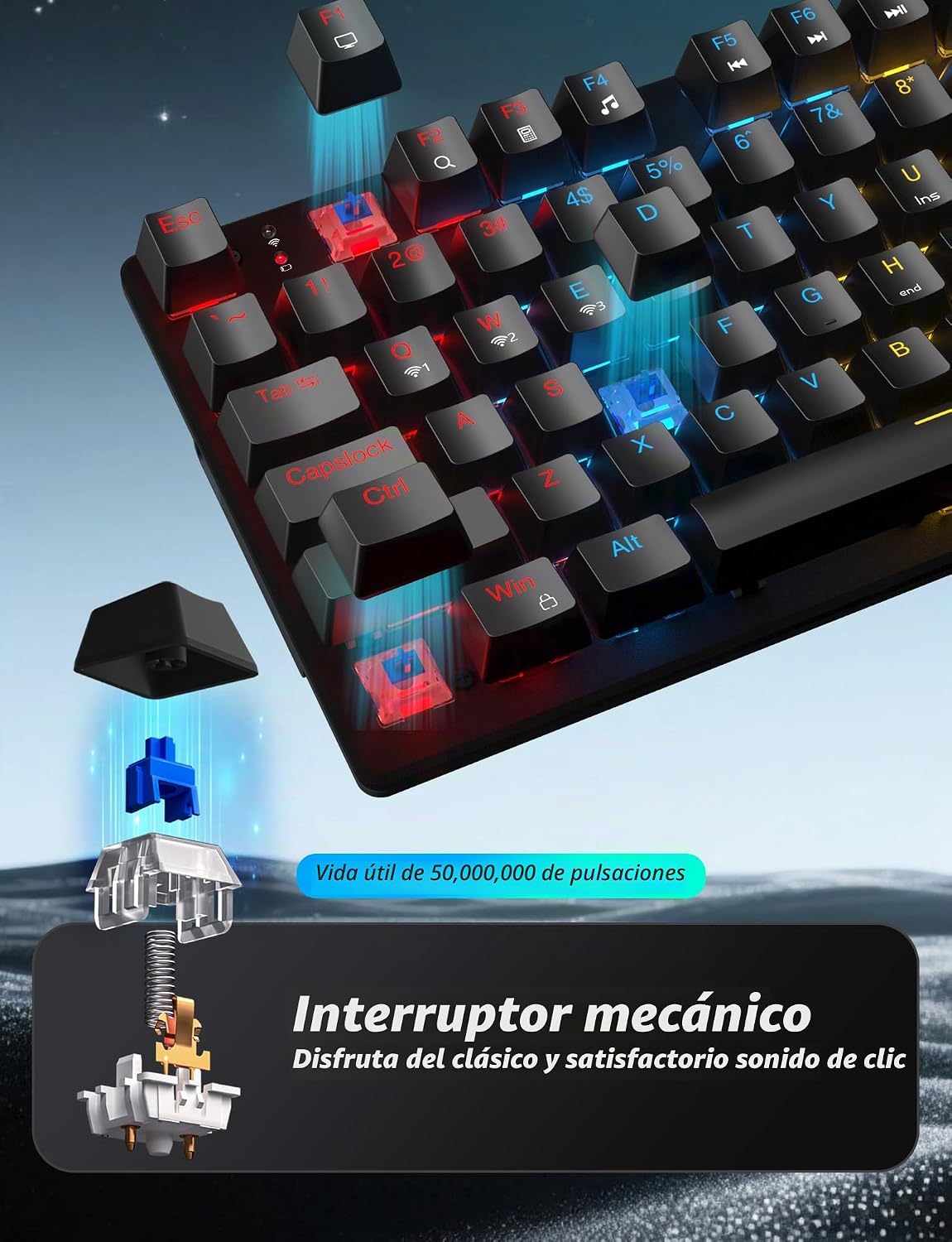 Combo de teclado mecánico inalámbrico y mouse, teclado para juegos...