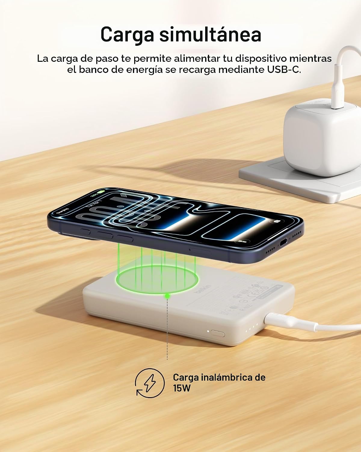 Belkin Banco magnético delgado del poder de 10000mAh Qi2 15W con el...