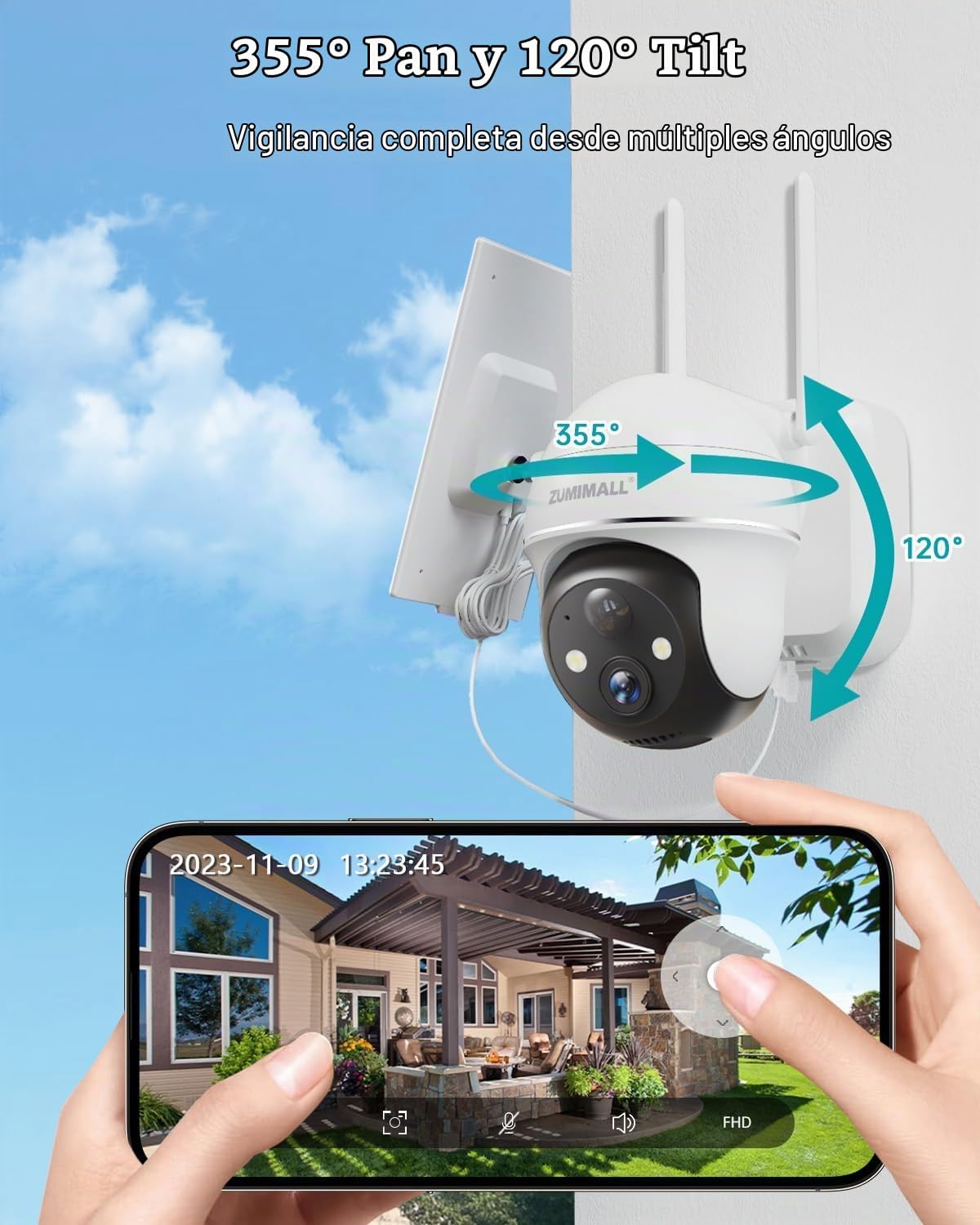 ZUMIMALL Cámaras de seguridad inalámbricas para exteriores, paquete...
