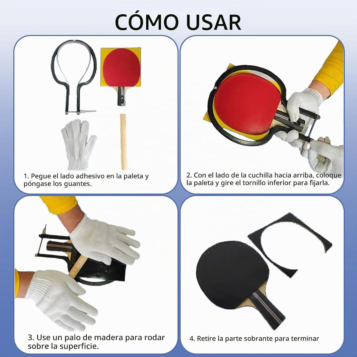 YzxQzxdron Kit de cortador de goma para tenis de mesa, diseño de cu...
