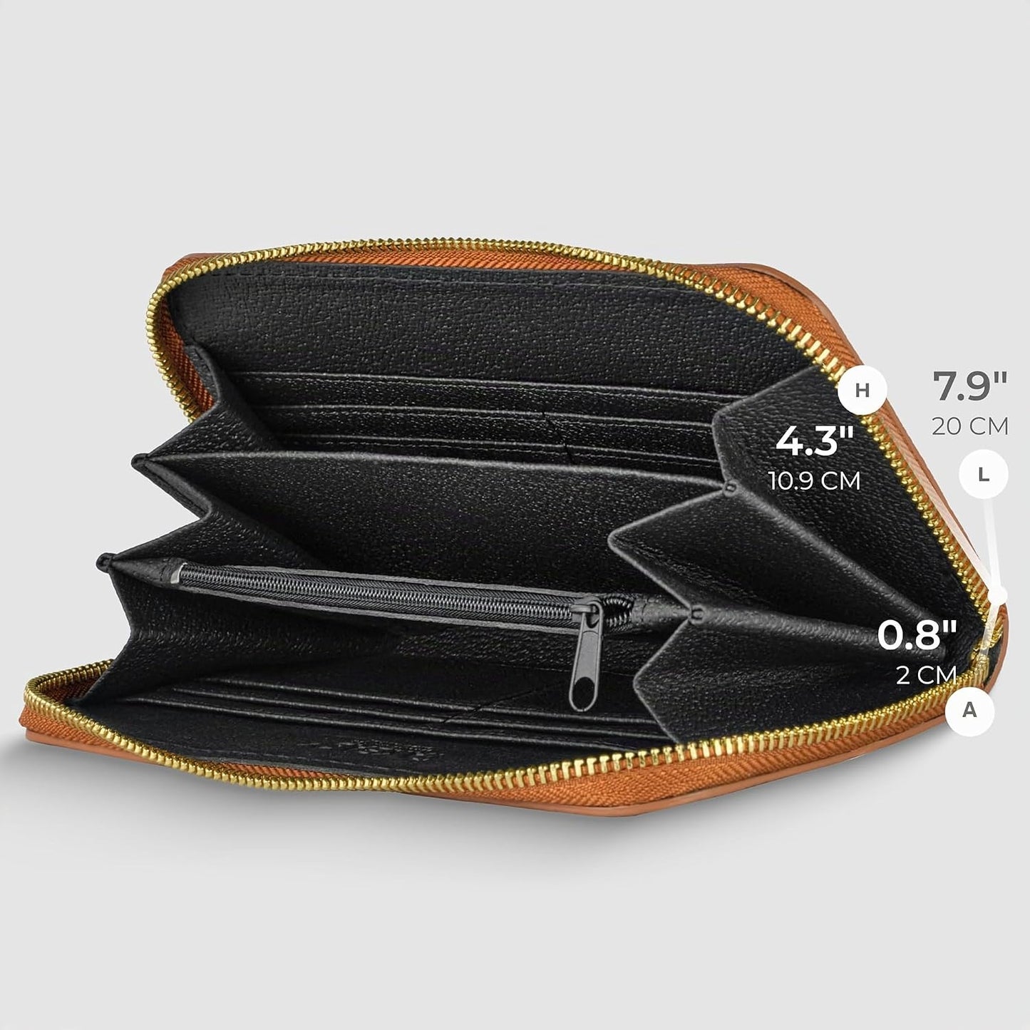 TAKEASY Cartera italiana de piel de becerro auténtica para mujer co...
