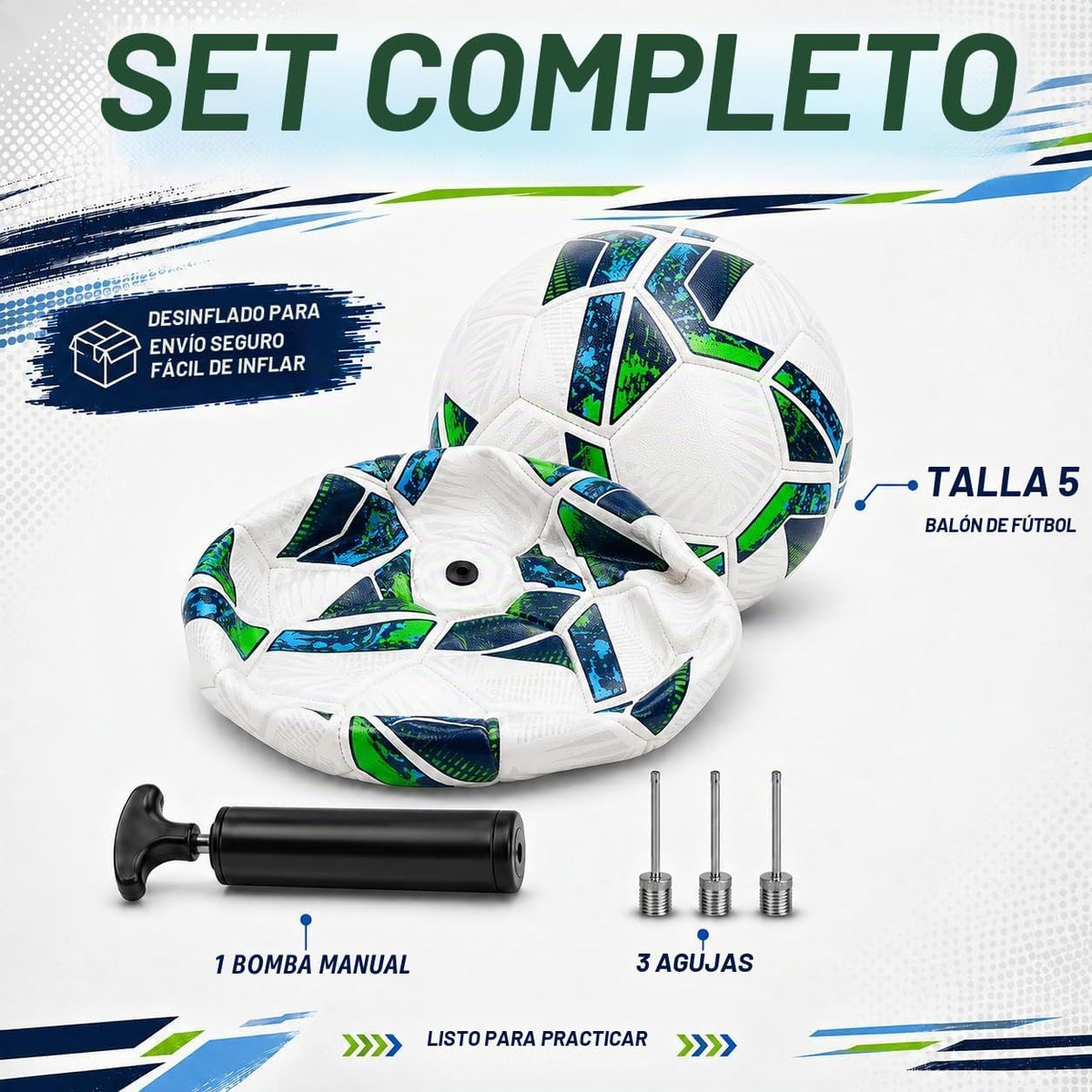 Balón de fútbol tamaño 5 tamaño 4 con bomba, balón de entrenamiento...