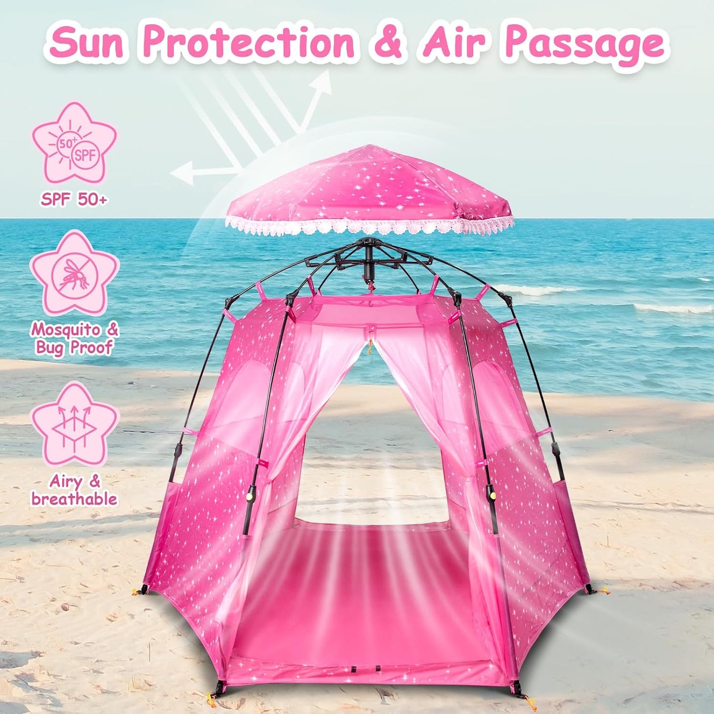 Tienda de campaña emergente para princesas para niñas: 78"x66&#...