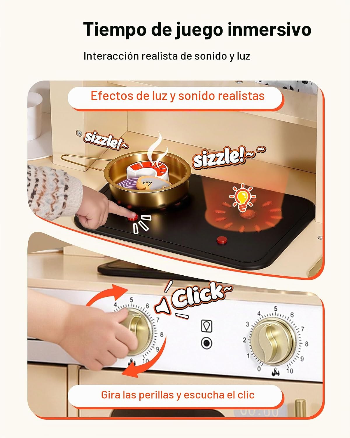 VEVOR Juego de cocina para niños, de madera, juego de cocina para n...