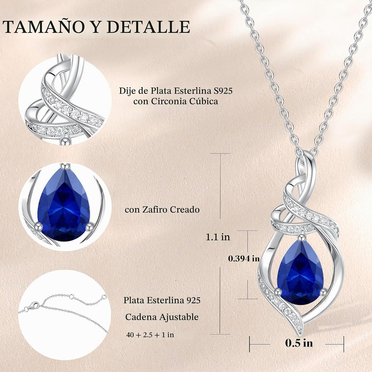 FANCIME Collar con piedra natal para mujer con colgante de lágrima...