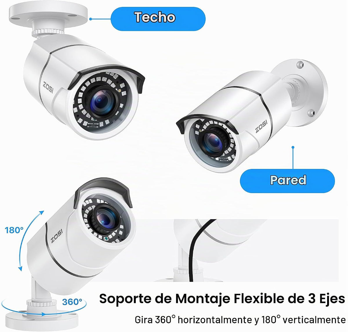 ZOSI - 4 Pack 2MP 1080p HD-TVI Cámara de seguridad para el hogar, p...