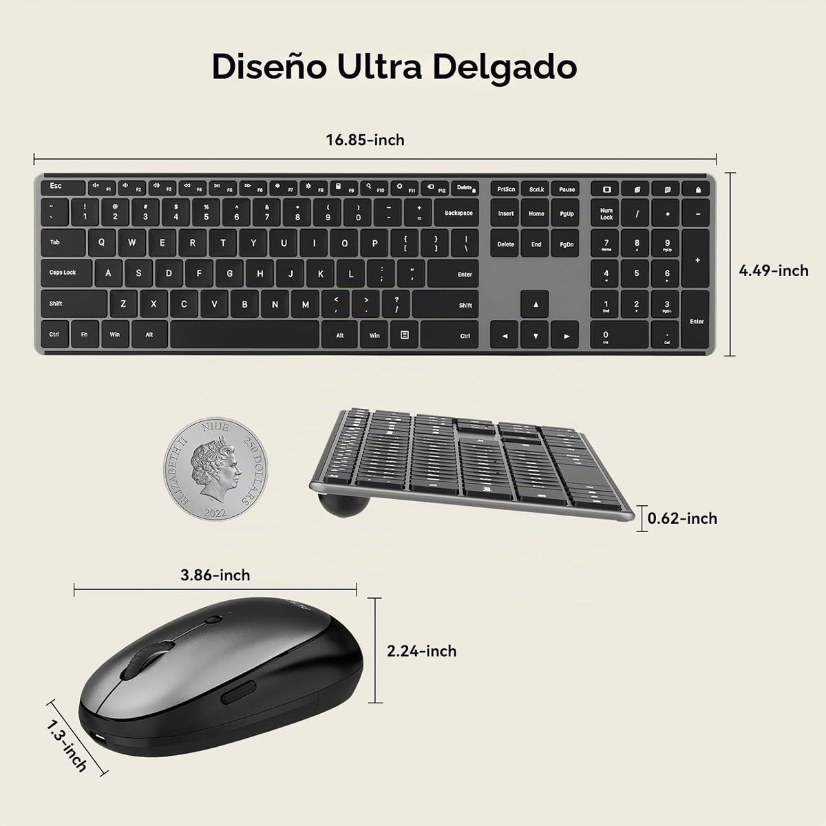 AUSDOM Combo de teclado y mouse inalámbricos, juego de mouse de tec...