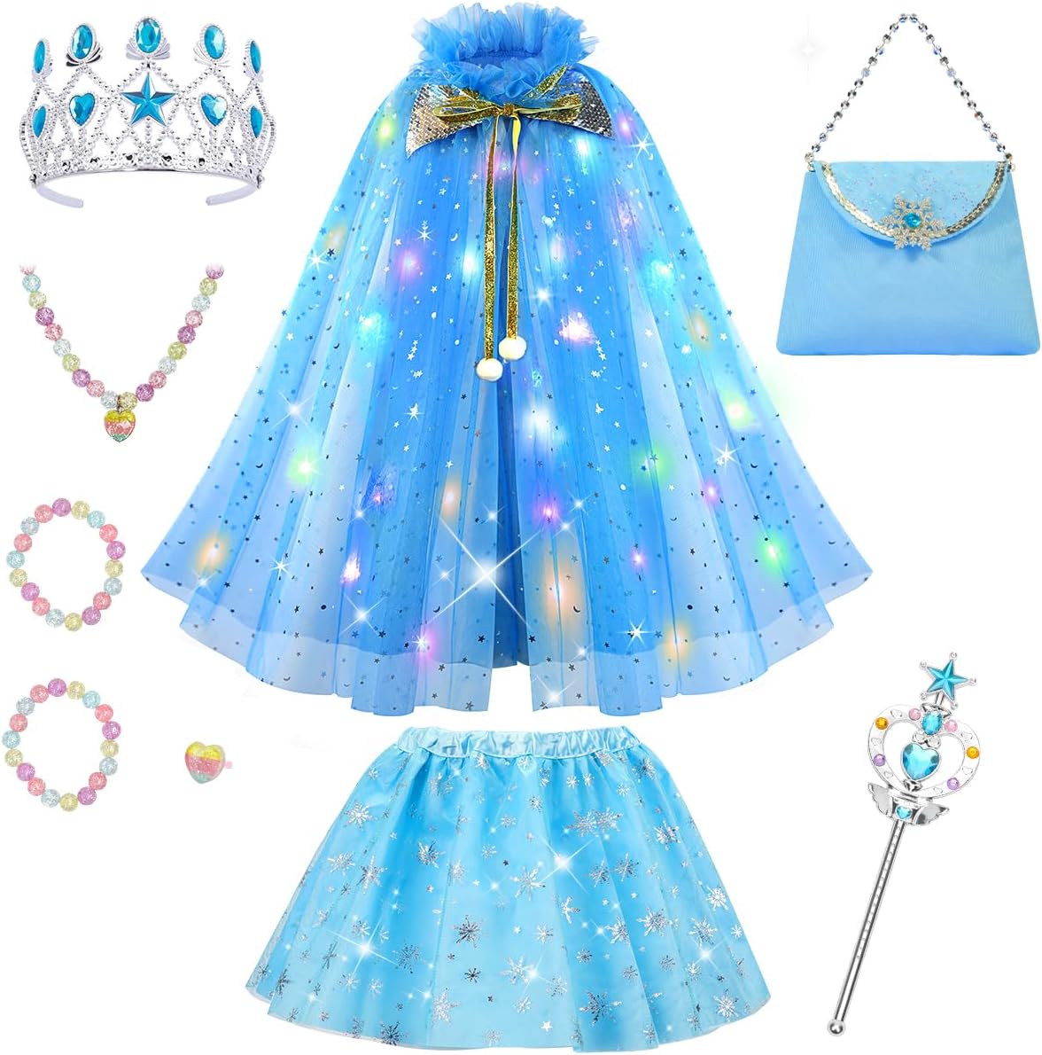 Meland Ropa de princesa para niña, 11 piezas de capa de princesa co...