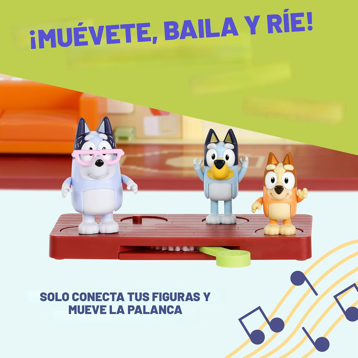 Bluey XL House Playset, luces interactivas, sonidos y pista de bail...