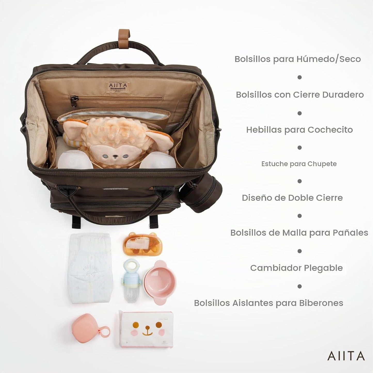 AIITA - Mochila de pañales, bolsa de pañales multifunción con cambi...