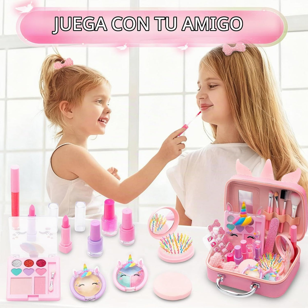 Kit de maquillaje lavable y no tóxico para niñas, juego de juguetes...