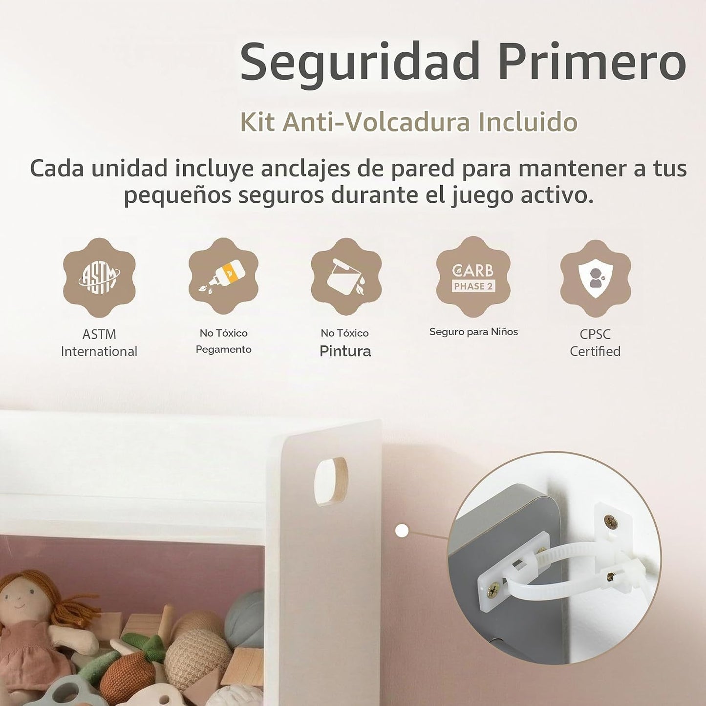 Humble Crew Organizador de juguetes para niños con estante de exhib...